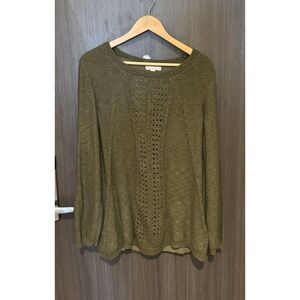 Dressbarn Sweater Women's 2X Olive Green Classic Round Neck Long Sleeve Pullover